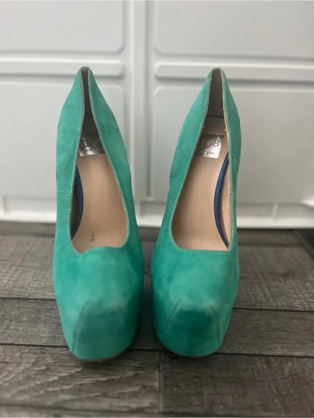 Dolce Vita Turquoise Suede Platform Pumps